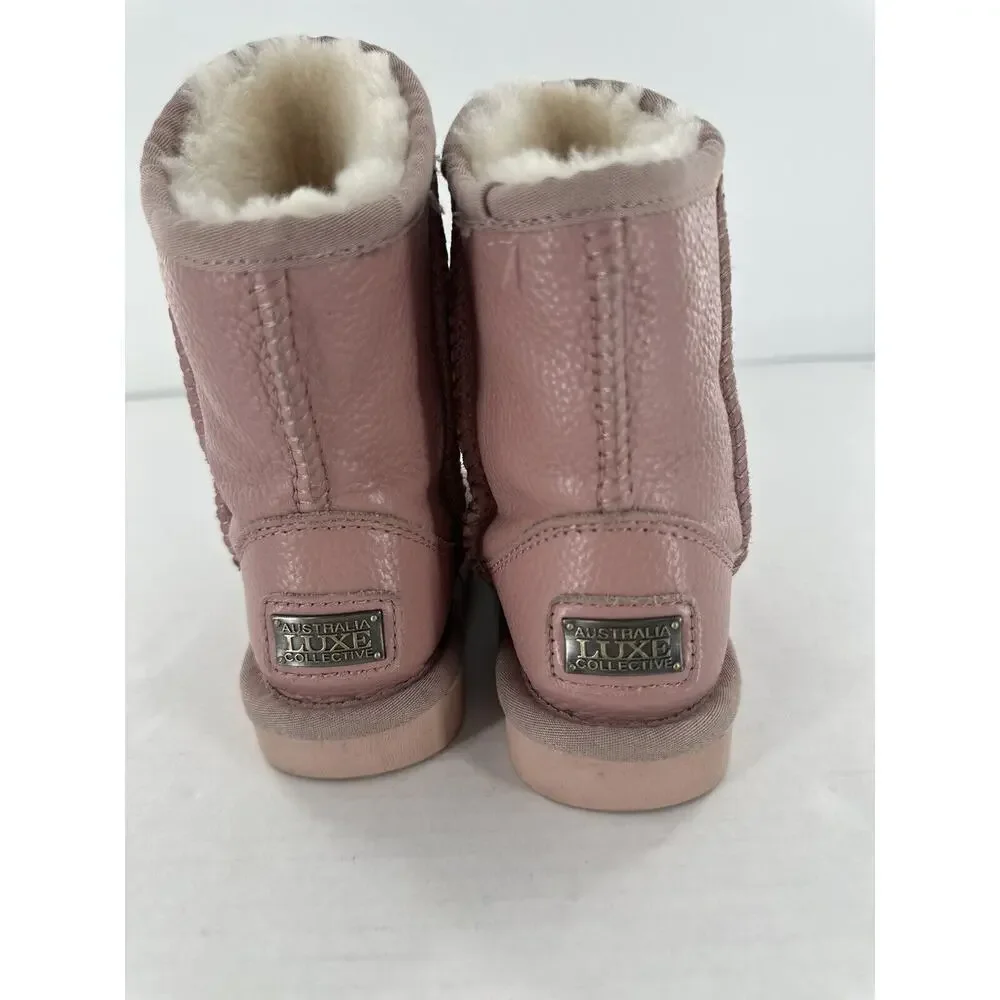 Australia Luxe Collective Girls Boots Size 10 US Pink Leather Shearling Cosy